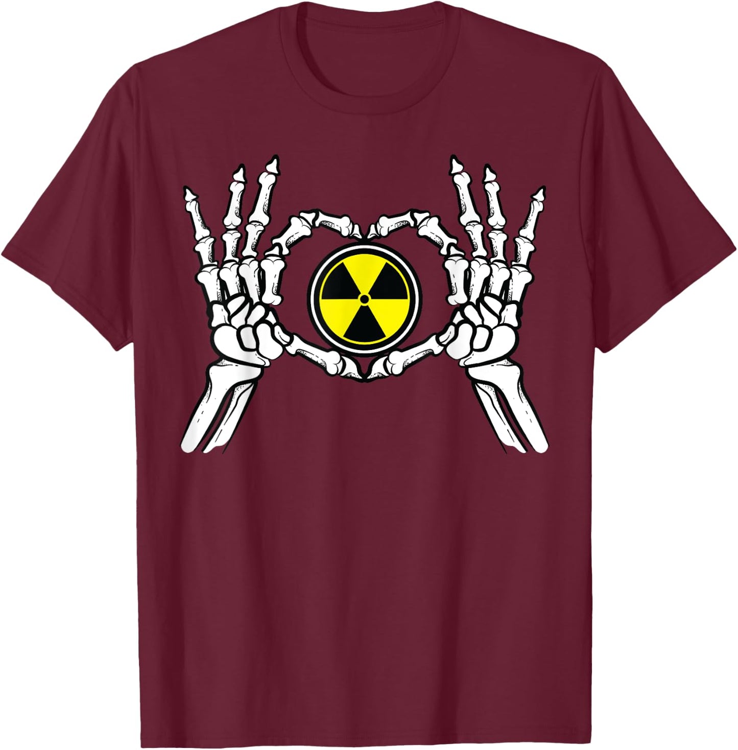 Funny Radioactive Gift Cool Nuclear Biohazard Logo T-Shirt - T-Shirt | Maroon