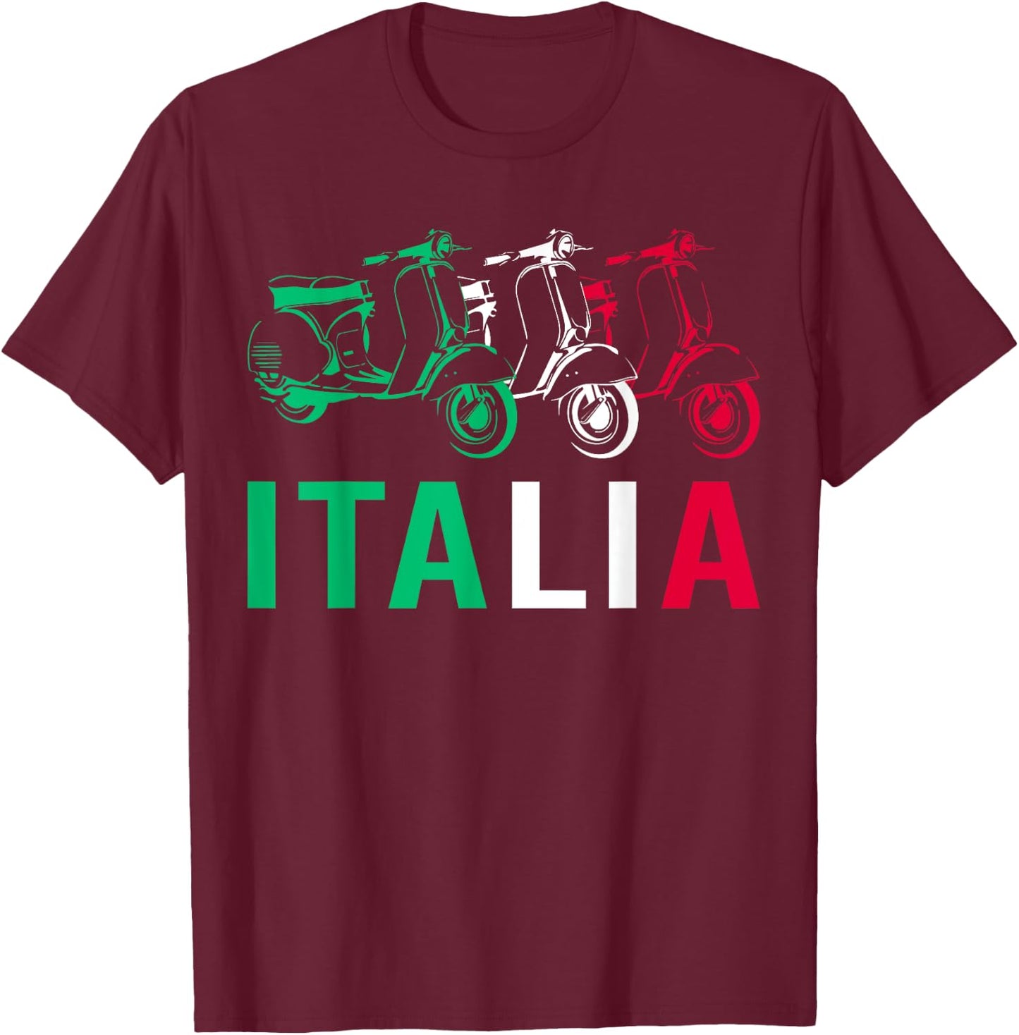 Italia Vintage Scooter Funny Italian Flag Scoot Lover Gift T-Shirt - T-Shirt | Maroon