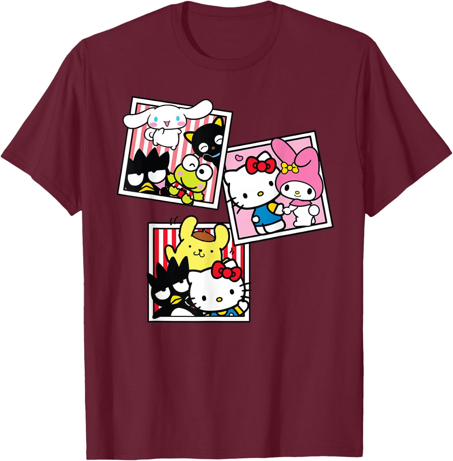Hello Kitty And Friends Photo Booth Fun Short Sleeve T-Shirt - T-Shirt | Maroon