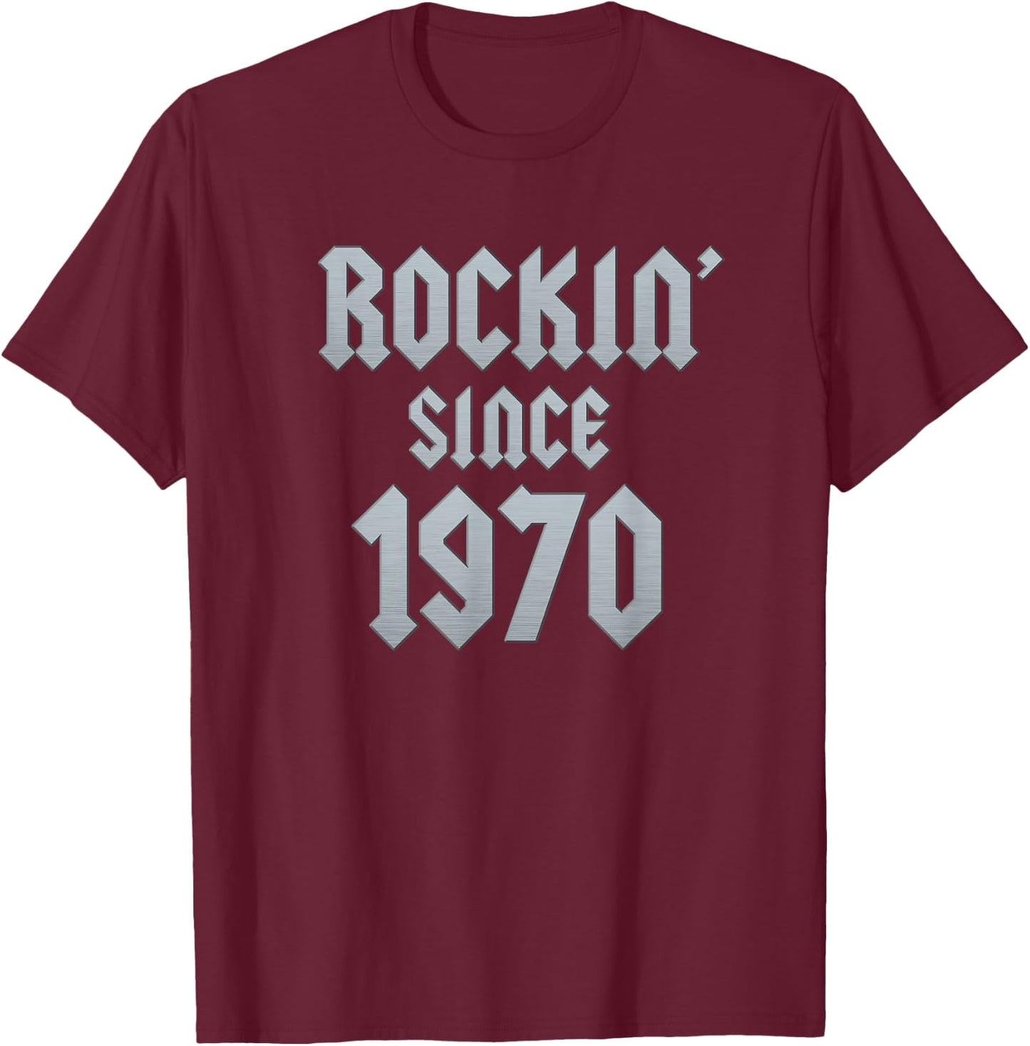 55 Year Old Rockin' Since 1970 55th Birthday T-Shirt - T-Shirt | Maroon
