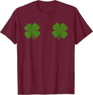 St Patricks Day Shamrock Boob Women Shirt Shamrock Boob T-Shirt - T-Shirt | Maroon