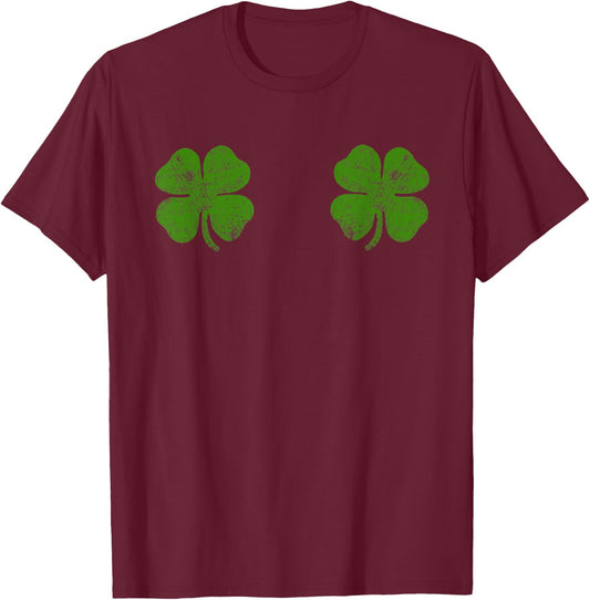 St Patricks Day Shamrock Boob Women Shirt Shamrock Boob T-Shirt - T-Shirt | Maroon
