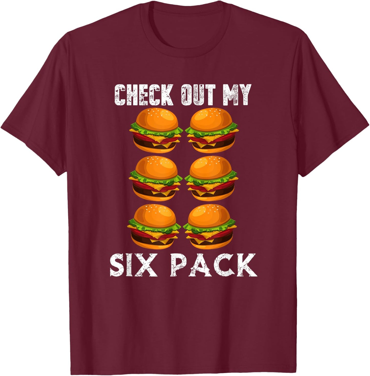 Check out my six pack burger shirt gym T-Shirt - T-Shirt | Maroon