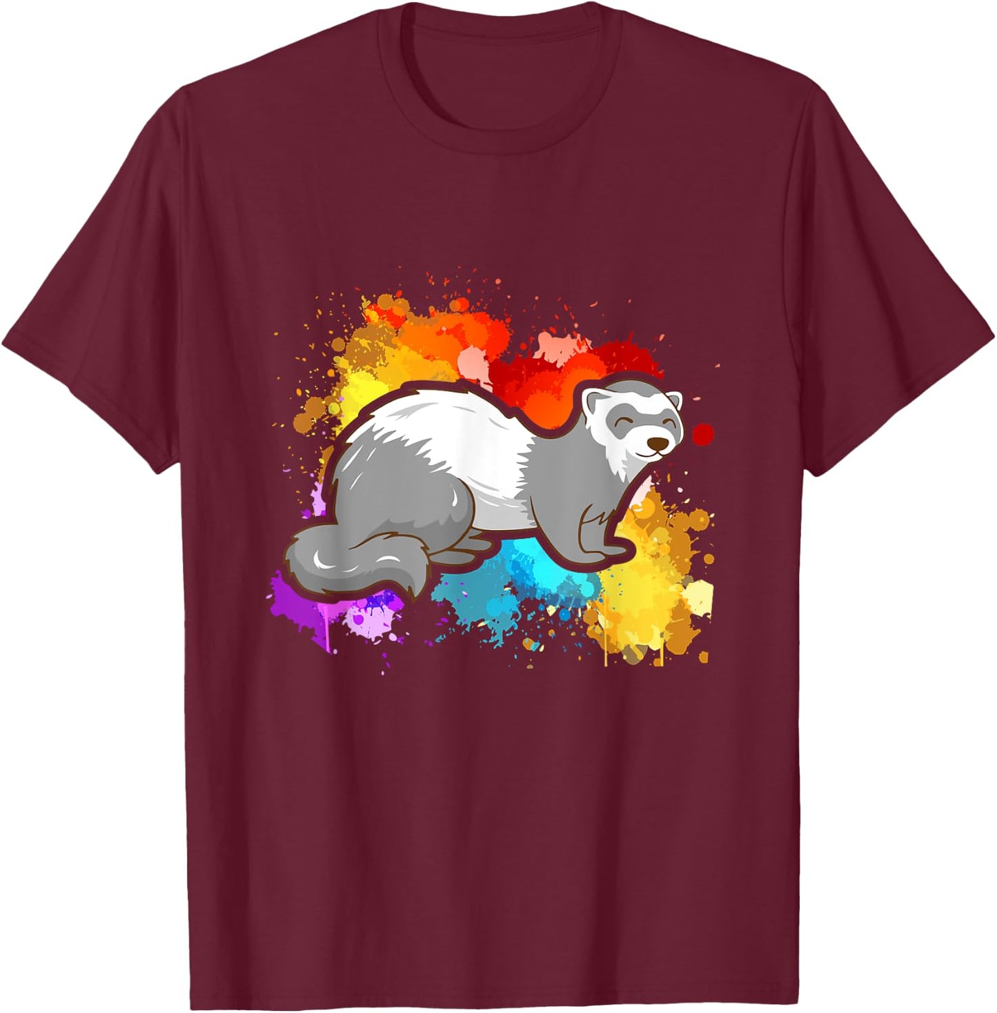Colorful Ferret T-Shirt - T-Shirt | Maroon