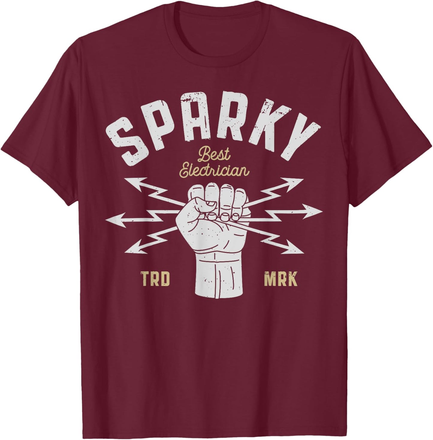 Sparky Electrician Funny Lineman Dad Retro Vintage Novelty T-Shirt - T-Shirt | Maroon