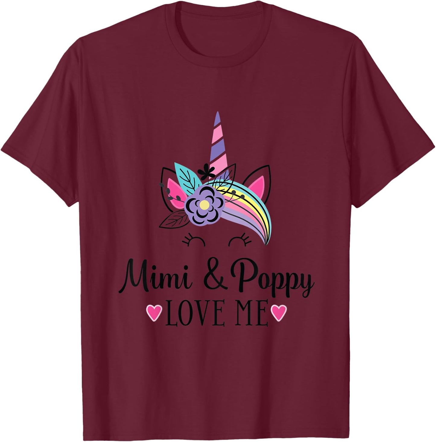 Kids Mimi and Poppy Love Me Granddaughter Unicorn T-Shirt - T-Shirt | Maroon