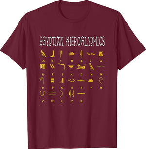 Egyptian Hieroglyphics I Egyptians Gods Ra Abc Alphabet T-Shirt - T-Shirt | Maroon