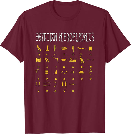 Egyptian Hieroglyphics I Egyptians Gods Ra Abc Alphabet T-Shirt - T-Shirt | Maroon