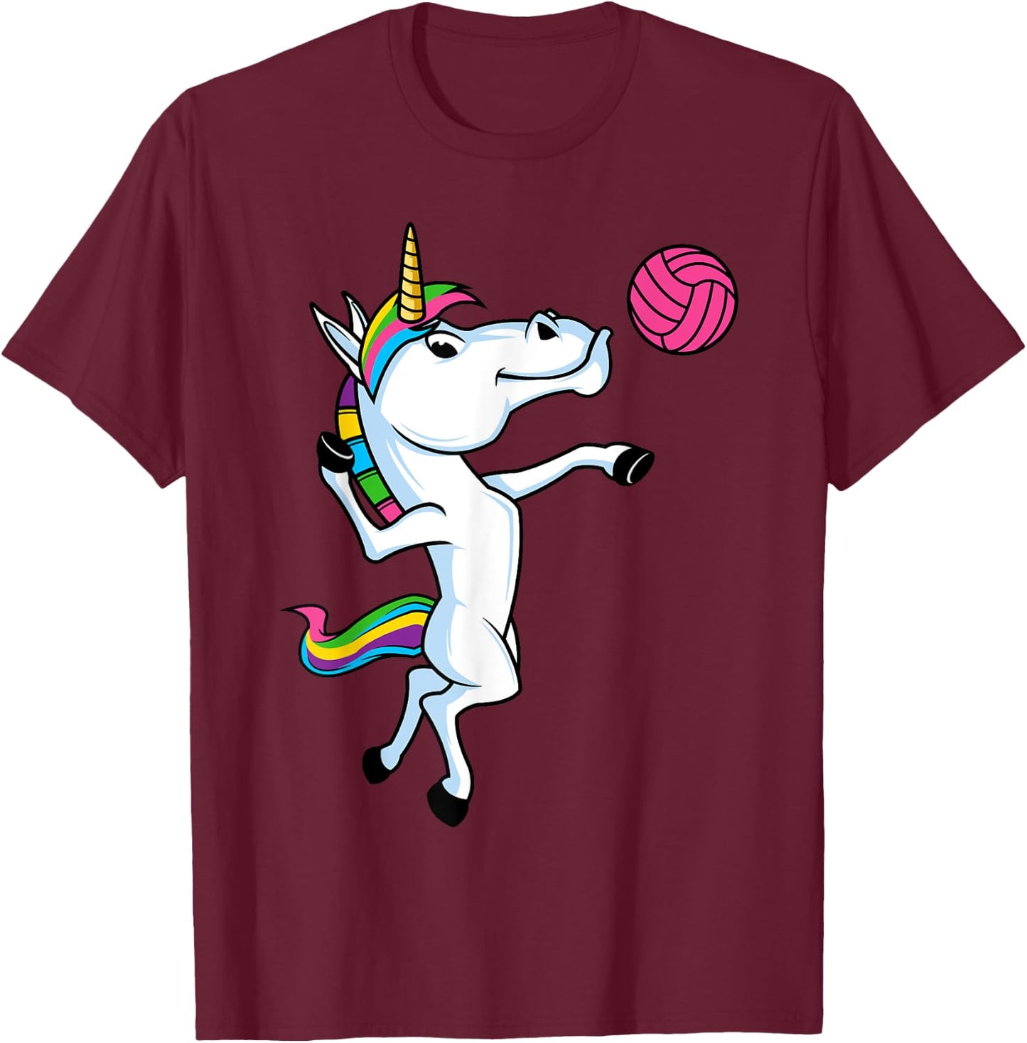Funny Unicorn Sports Volleyball Magical Ball Player Athlete T-Shirt - T-Shirt | Maroon
