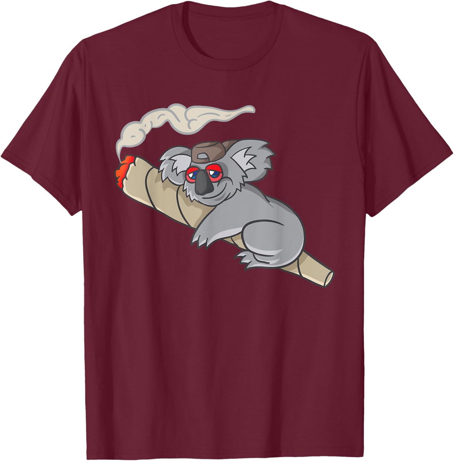 Koala Smokes Grass Marijuana Hemp Cannabis Stoning Koala Bear T-Shirt - T-Shirt | Maroon
