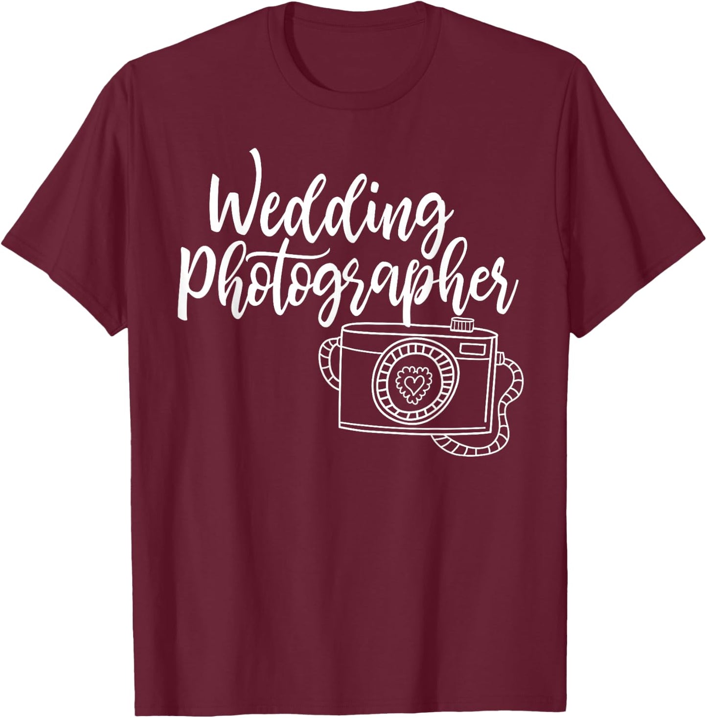 Cute Wedding Photographer - Bridal Photography Design T-Shirt - T-Shirt | Maroon