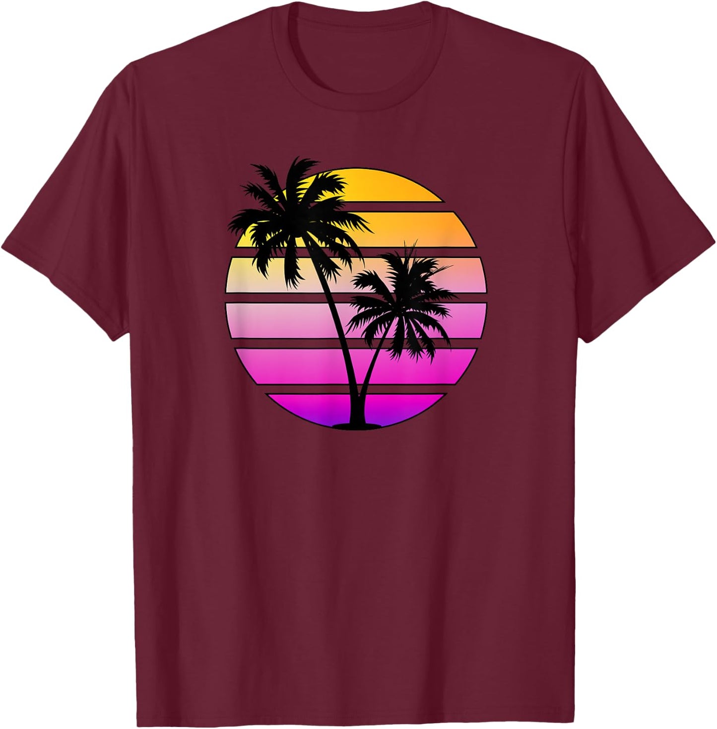 Synthwave Sunset Shirt T-Shirt - T-Shirt | Maroon
