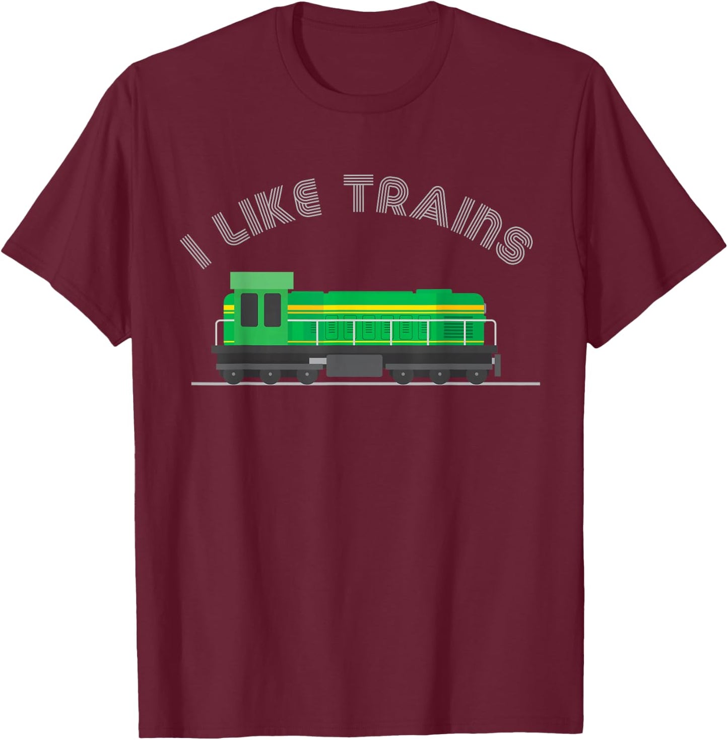 Model Train Collector Kids Railroad Diesel I Like Trains T-Shirt - T-Shirt | Maroon