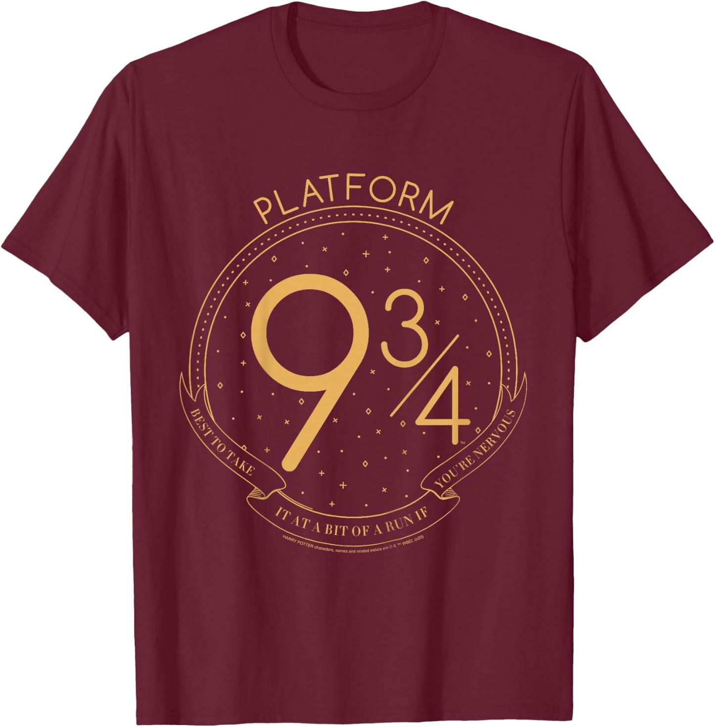 Kids Harry Potter Platform 9 &3/4 Line Art T-Shirt - T-Shirt | Maroon