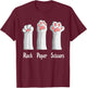 Funny Cat Rock Paper Scissors Hand Game Cute Paw Kitten Kids T-Shirt - T-Shirt | Maroon