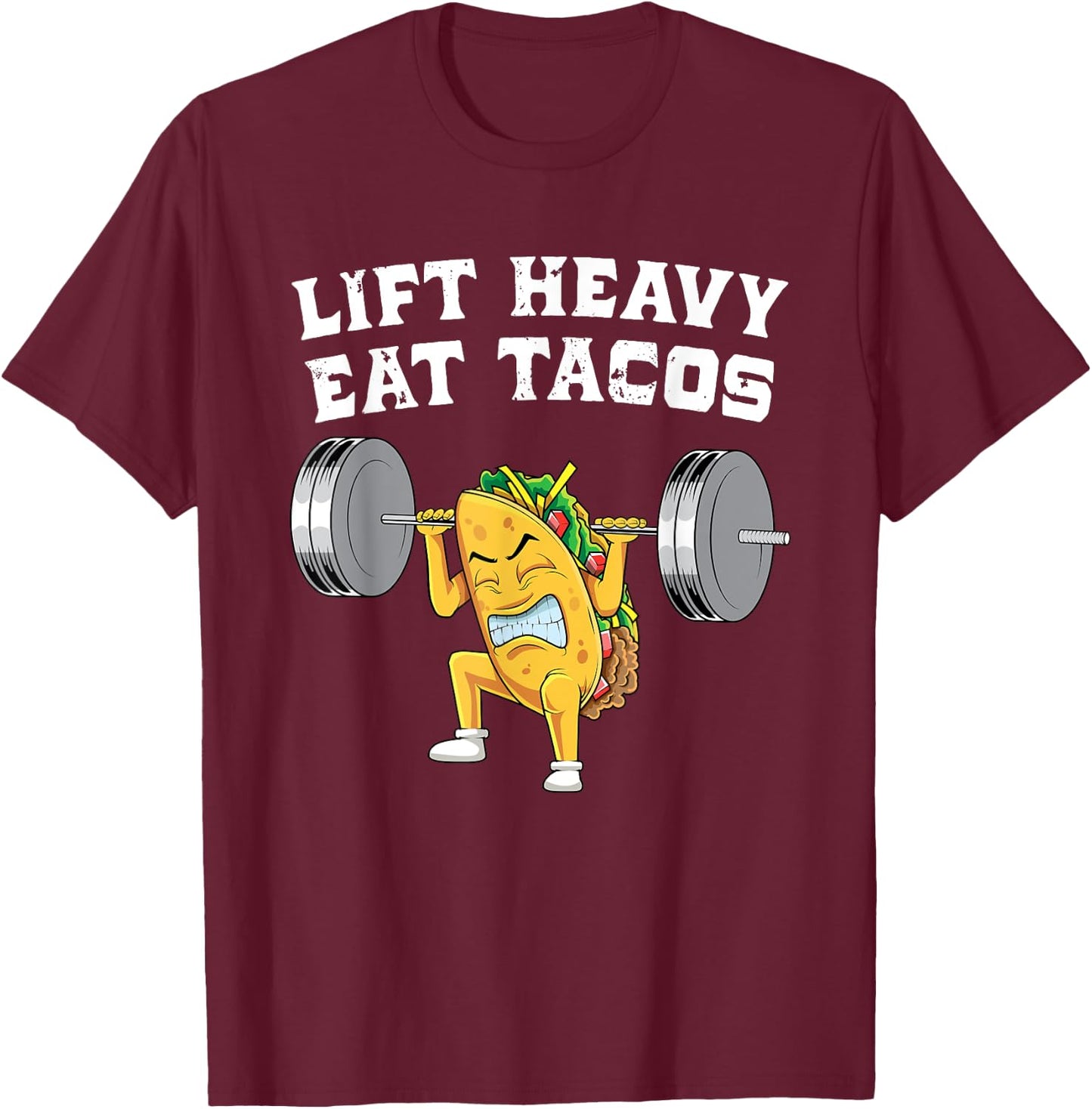 Funny Weightlifting Taco Lover Gift | Love Squats Exercise T-Shirt - T-Shirt | Maroon