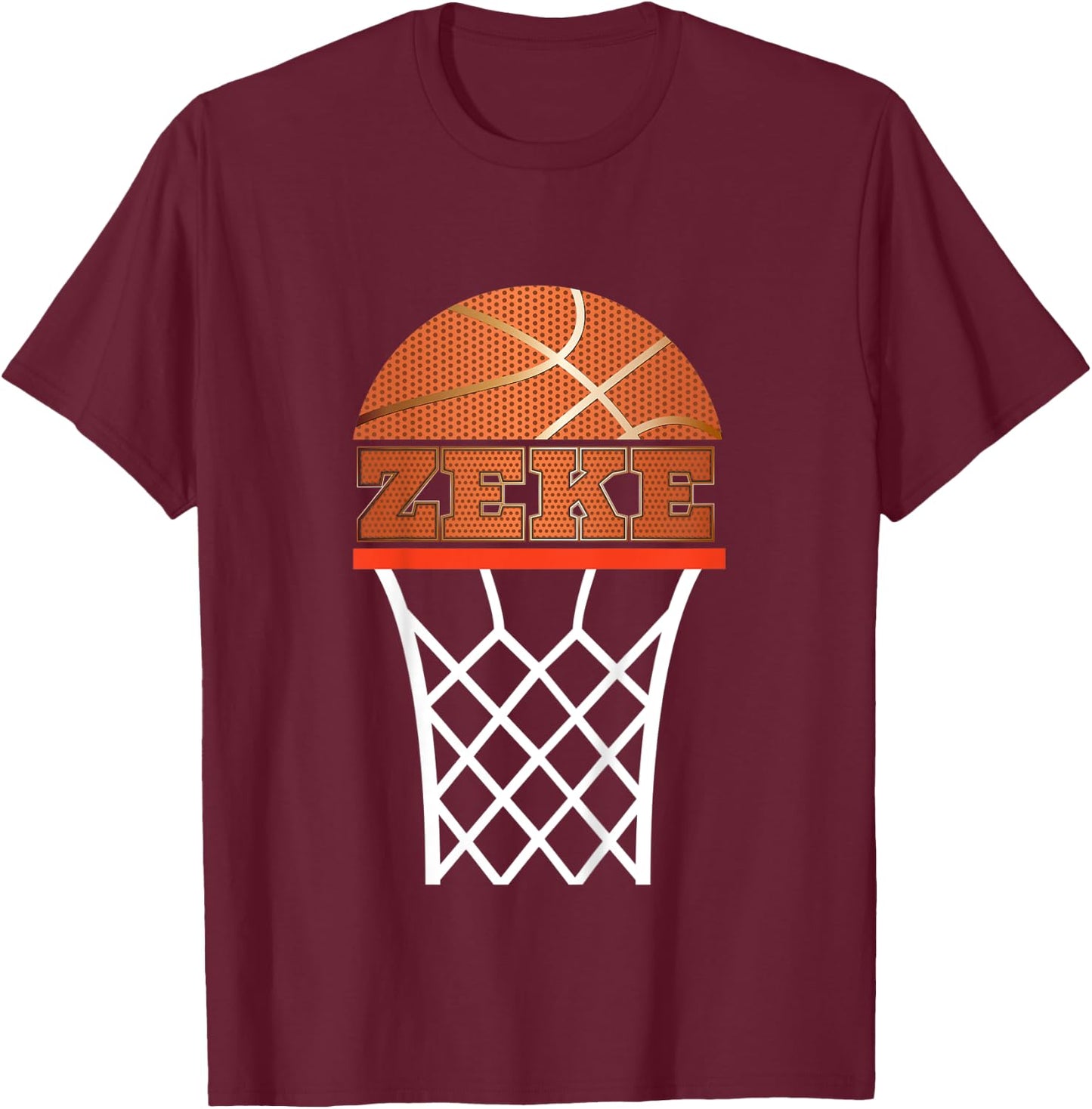 Kids Basketball Zeke Custom Name Gift, Youth T-Shirt - T-Shirt | Maroon