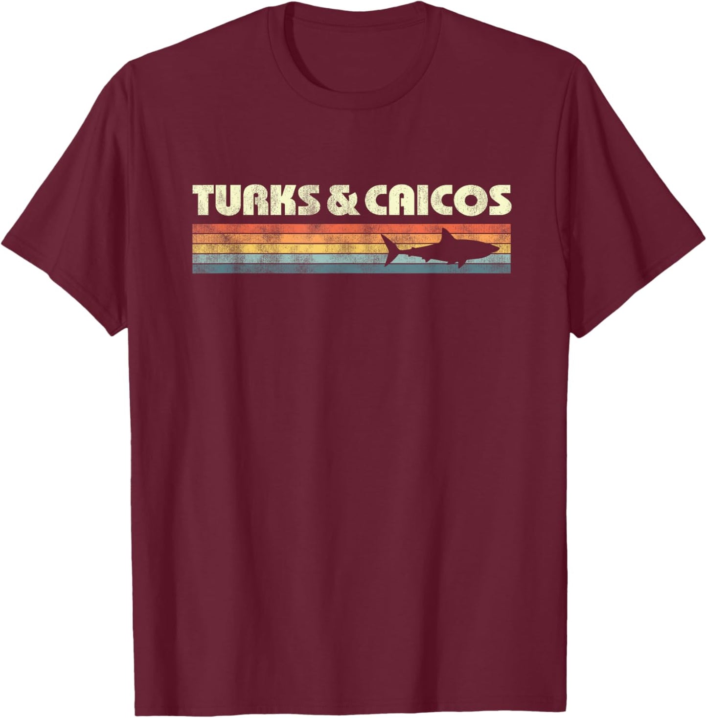 Turks and Caicos Islands Shark Vacation Souvenir 2024 T-Shirt - T-Shirt | Maroon