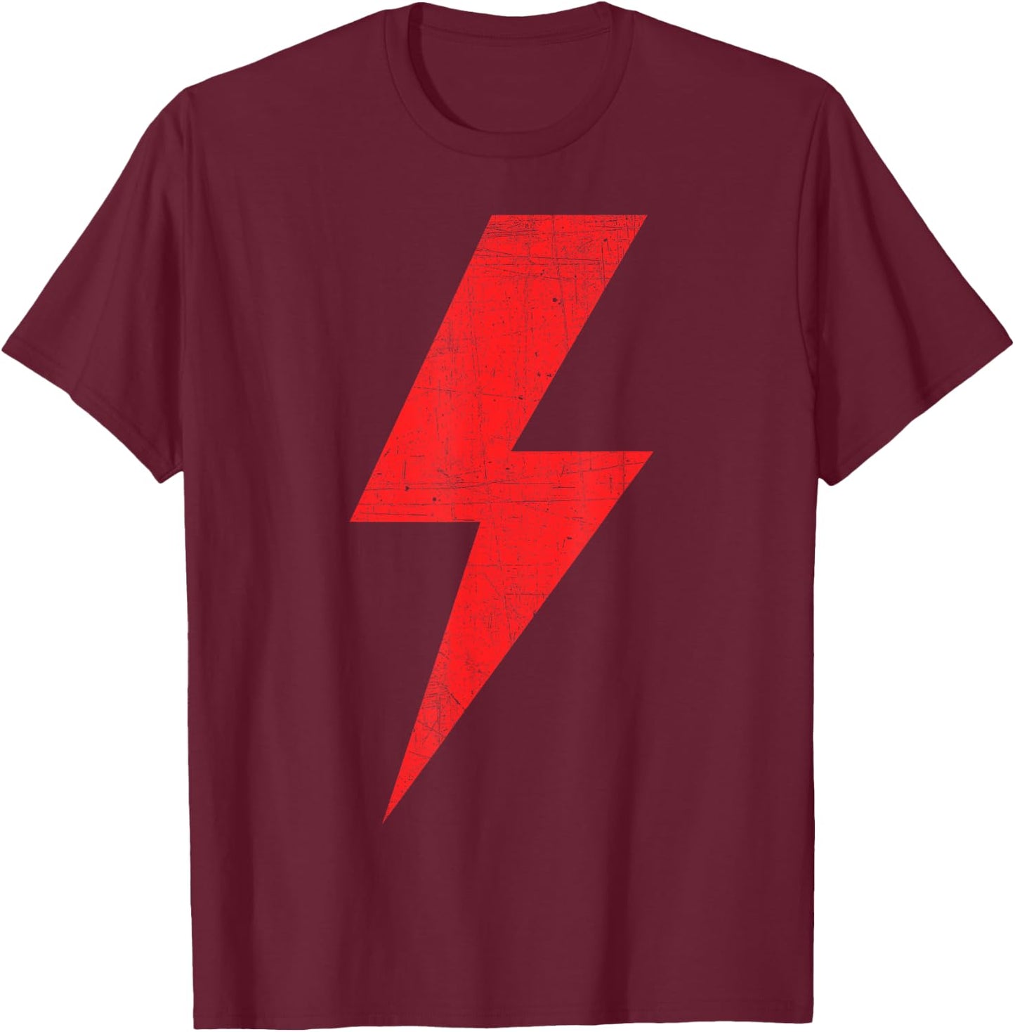 Bolt of Lightning Thunderbolt RED Front Back Team T-Shirt - T-Shirt | Maroon