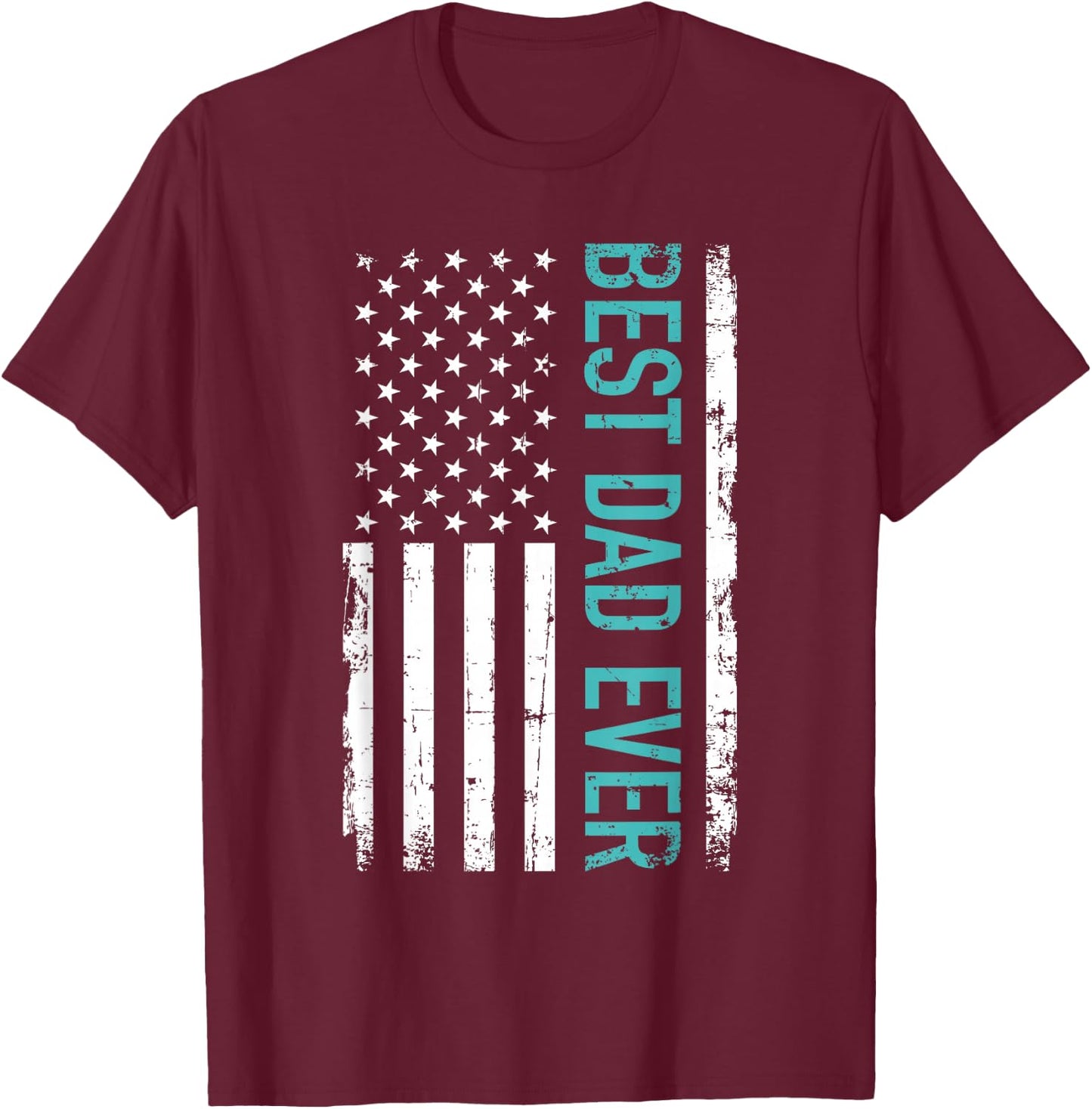 Father's day Best dad ever with US american flag Short Sleeve T-Shirt - T-Shirt | Maroon