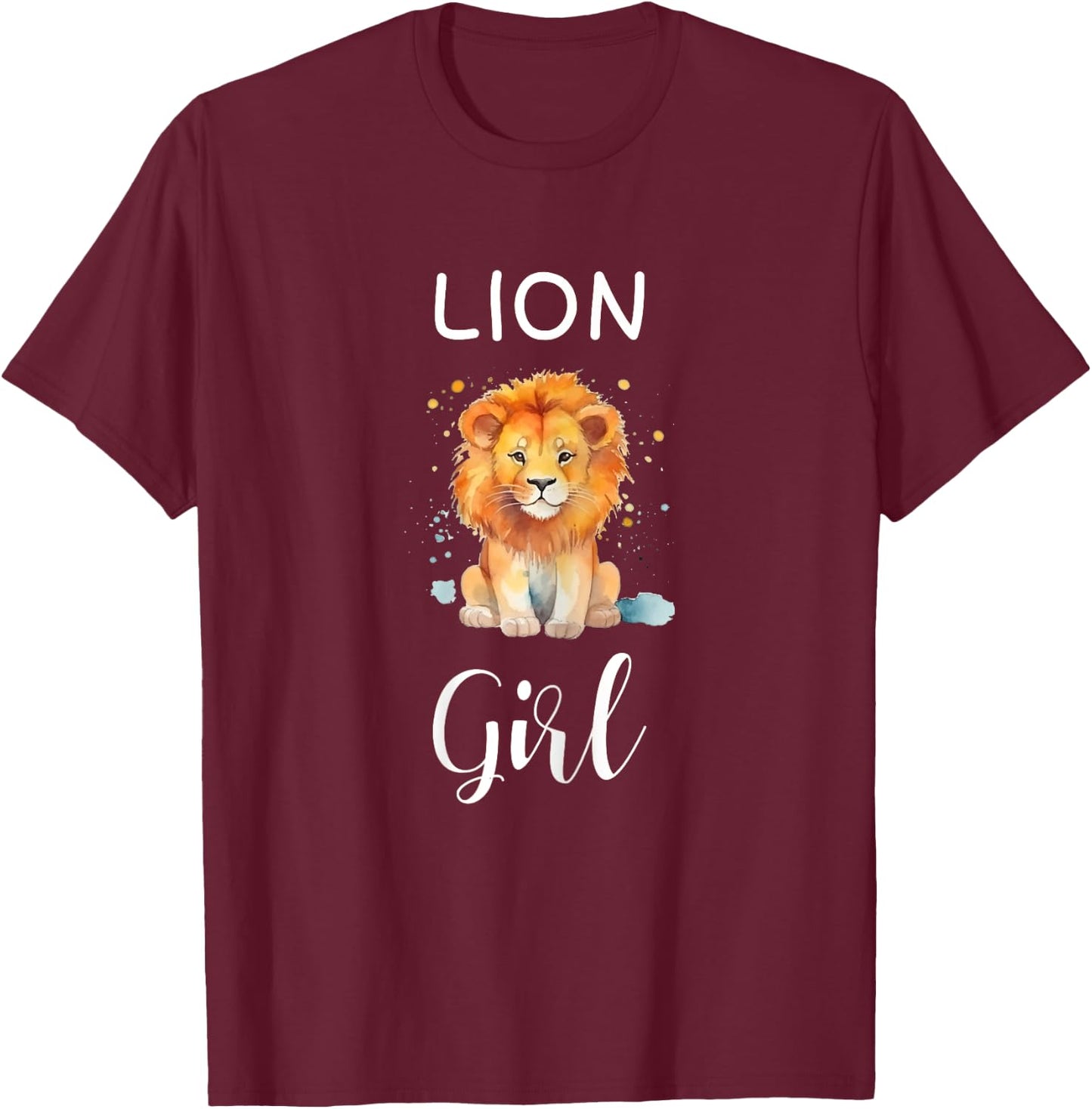 Funny Lion Girl Shirt Artistic Cute Animal Lion Lover T-Shirt - T-Shirt | Maroon
