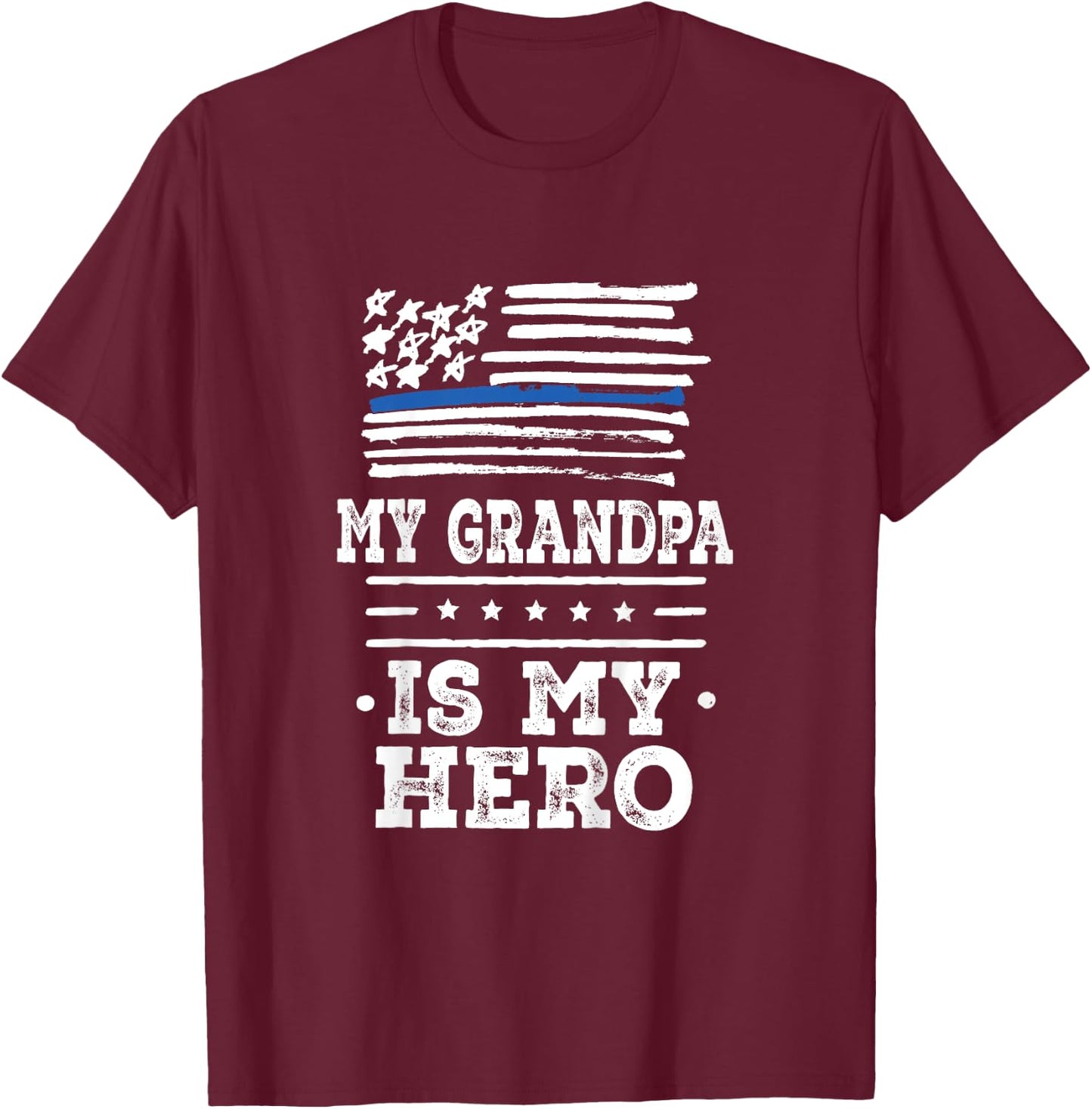 Kids My Grandpa is my Hero Police Officer Grandson T-Shirt - T-Shirt | Maroon