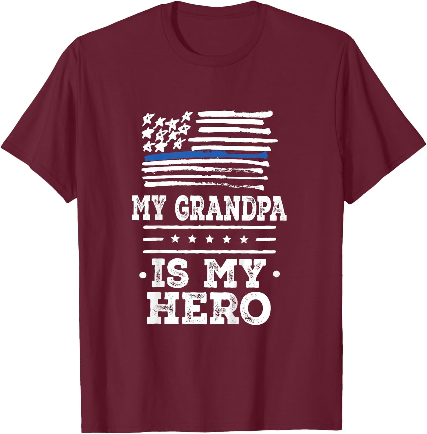 Kids My Grandpa is my Hero Police Officer Grandson T-Shirt - T-Shirt | Maroon