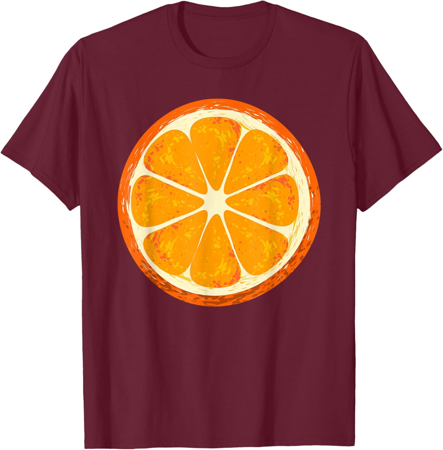 Funny Orange Sliced Fruit Lazy Easy Halloween Costume T-Shirt - T-Shirt | Maroon