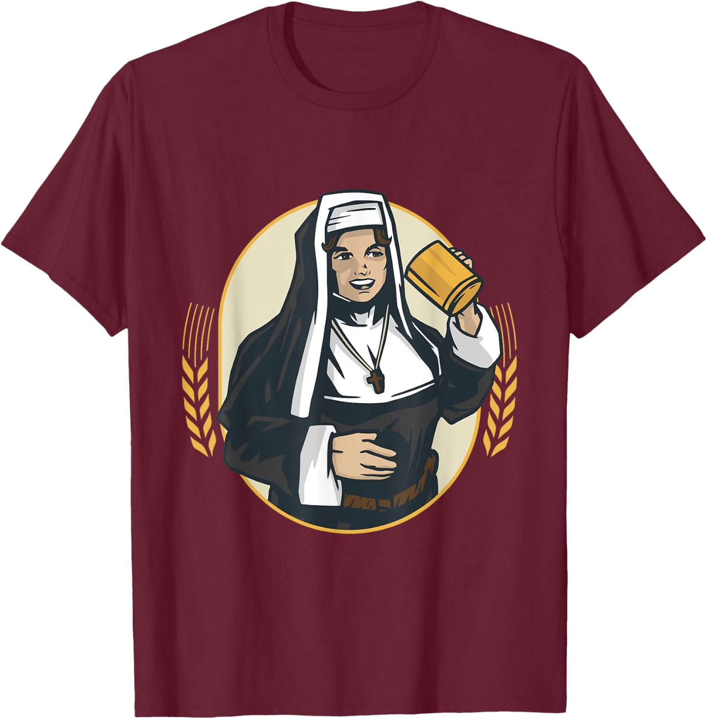 Nun drinks beer T-Shirt - T-Shirt | Maroon