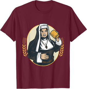 Nun drinks beer T-Shirt - T-Shirt | Maroon