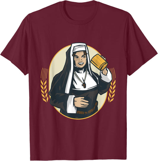 Nun drinks beer T-Shirt - T-Shirt | Maroon
