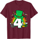 4th Birthday St Patrick's Day 4 Years Old Boys Girls Kid T-Shirt - T-Shirt | Maroon