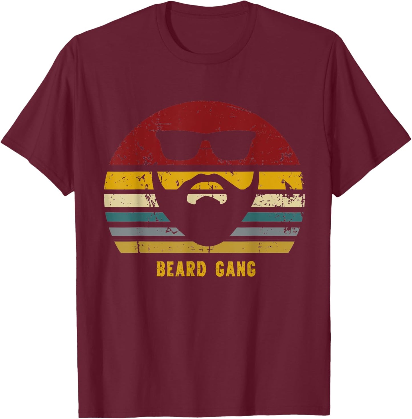 Vintage Beard Gang Funny Bearded Present T-Shirt - T-Shirt | Maroon