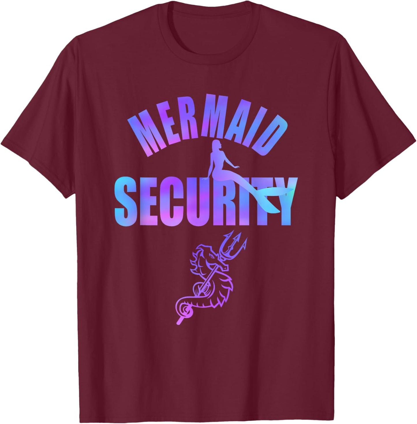 Mermaid Security Merdad Mermen Mermaid Dad Squad T-Shirt - T-Shirt | Maroon