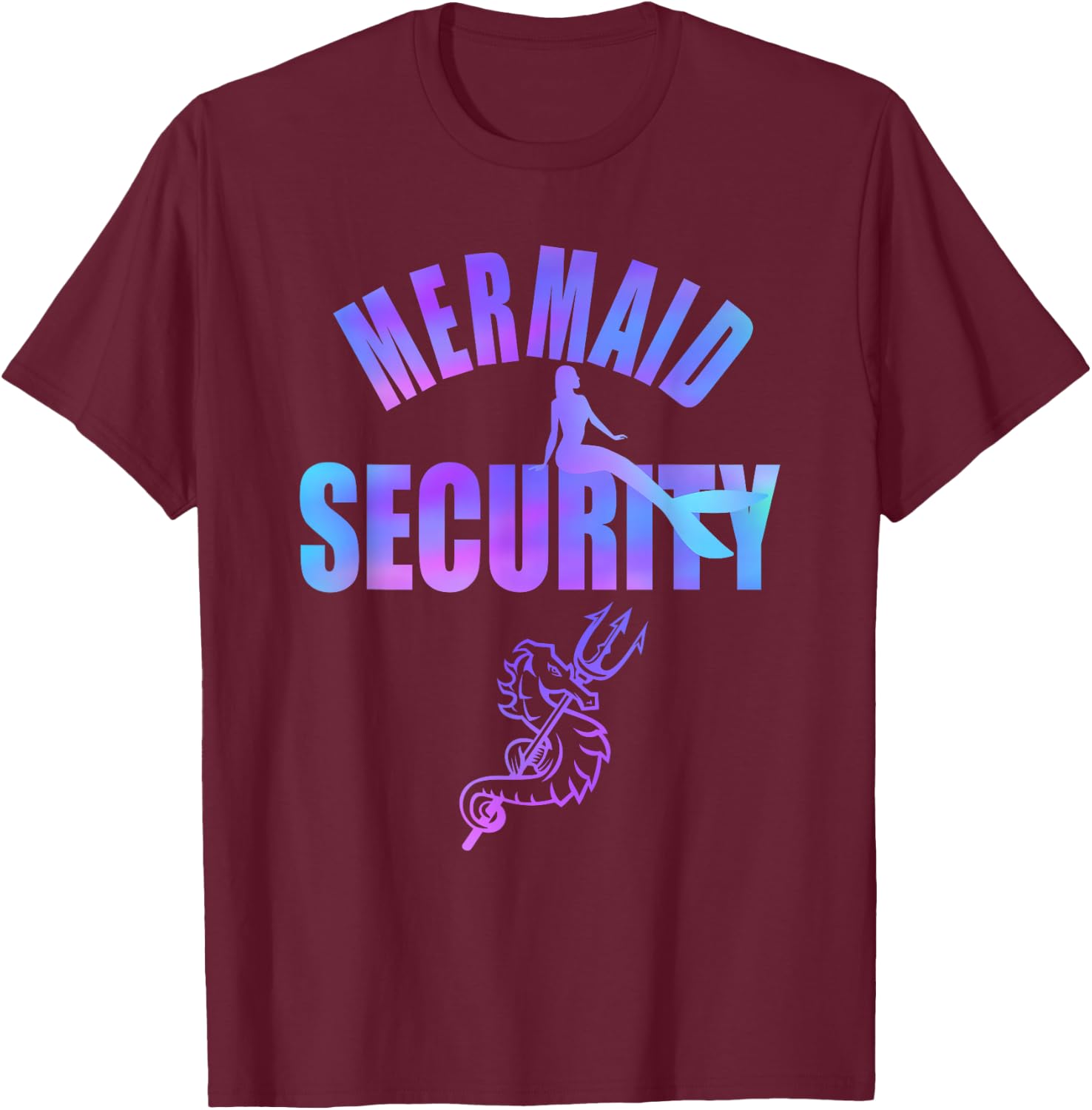 Mermaid Security Merdad Mermen Mermaid Dad Squad T-Shirt - T-Shirt | Maroon