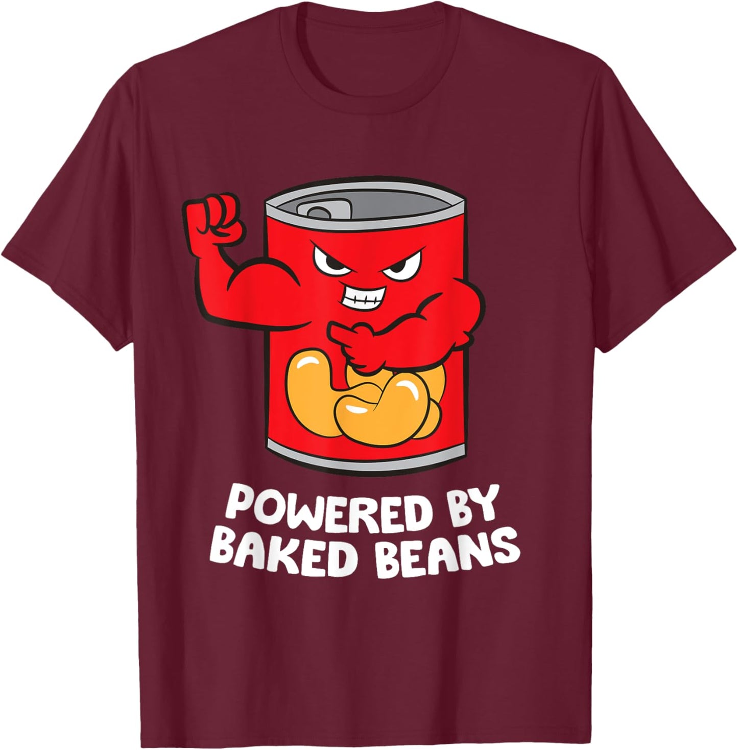 Powered By Baked Beans T-Shirt - T-Shirt | Maroon
