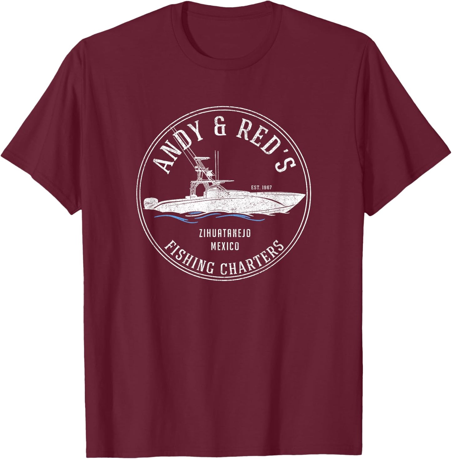 Andy & Red's Fishing Charters - Zihuatanejo, Mexico T-Shirt - T-Shirt | Maroon