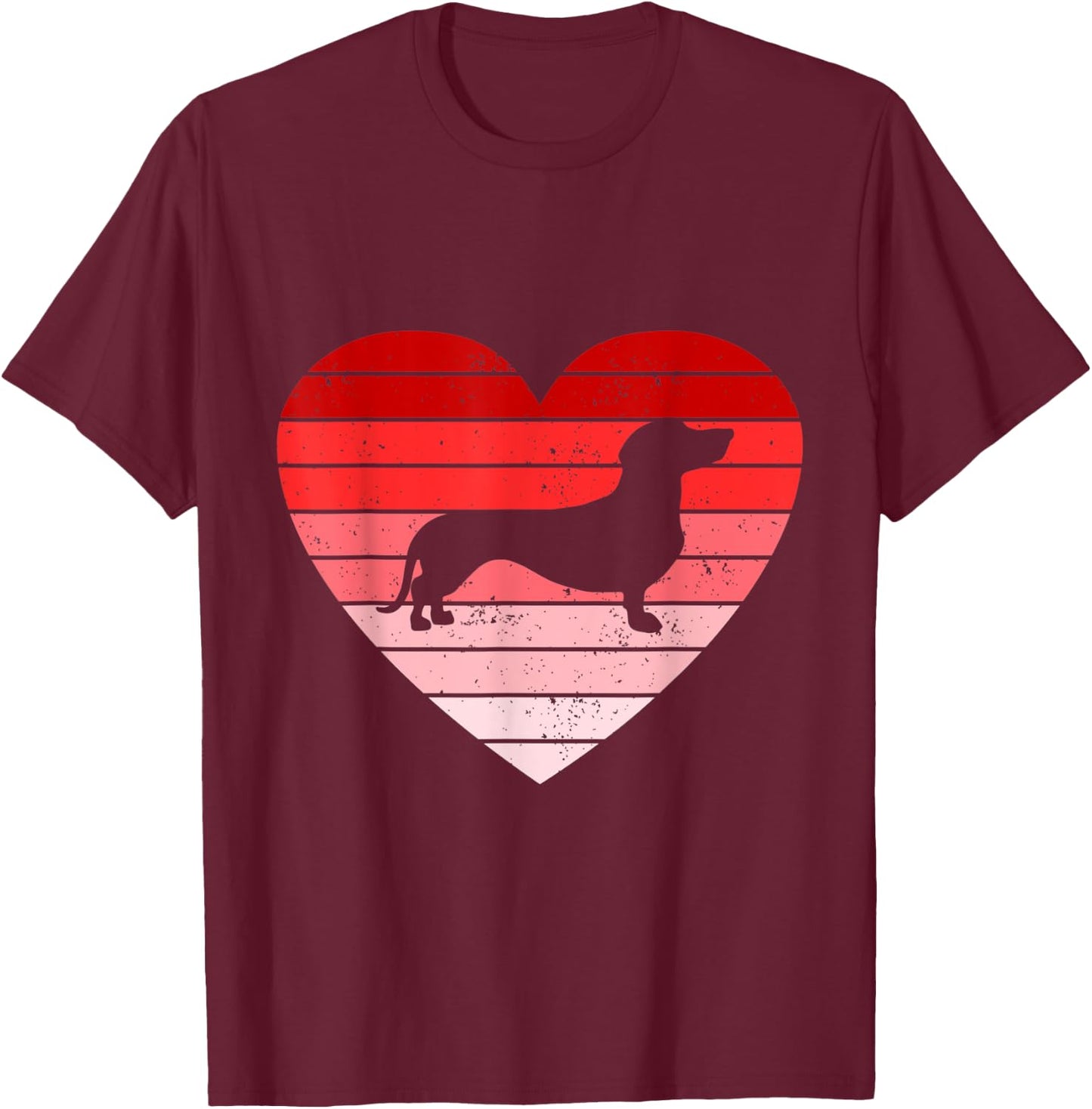 Retro style Valentines day Dachshund Lover Gift T-Shirt - T-Shirt | Maroon