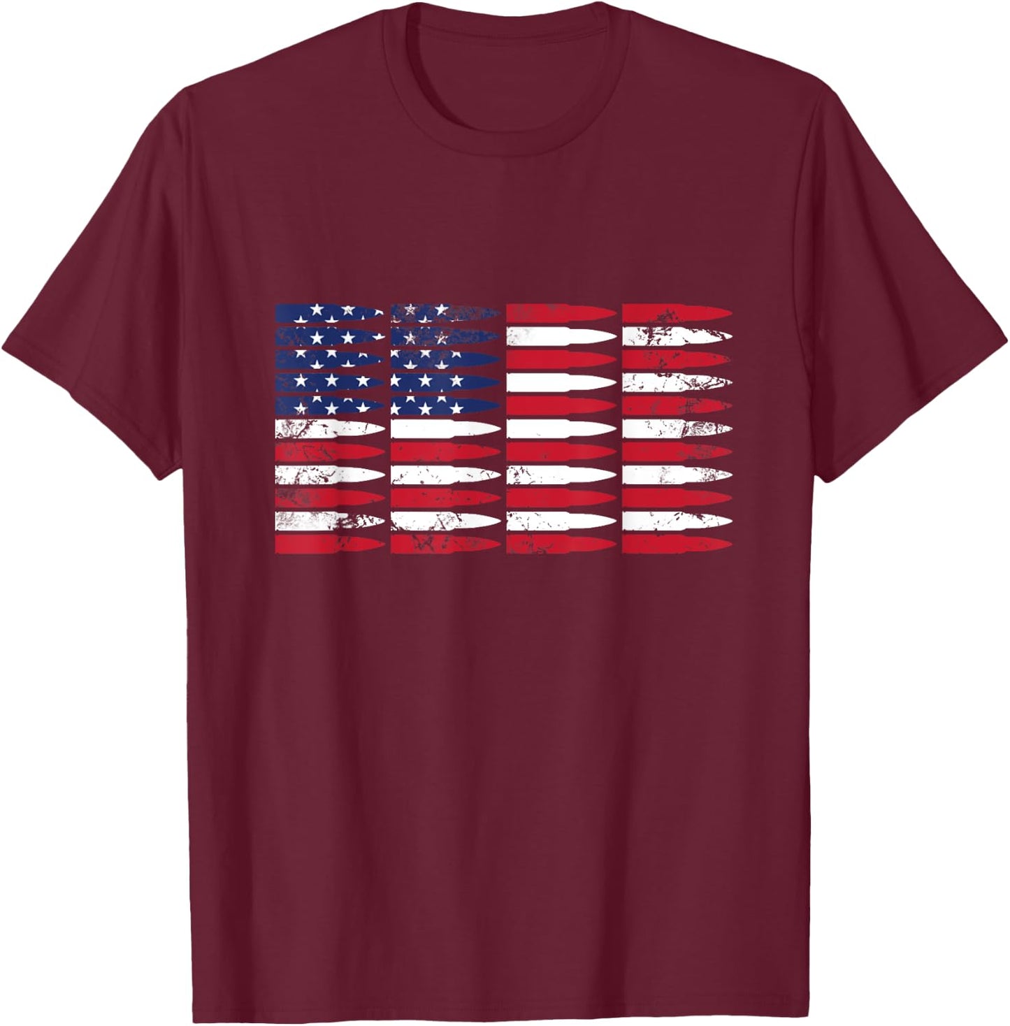 Pro Gun American US Flag Bullets Banner America 4th of July Women Men T-Shirt - T-Shirt | Maroon