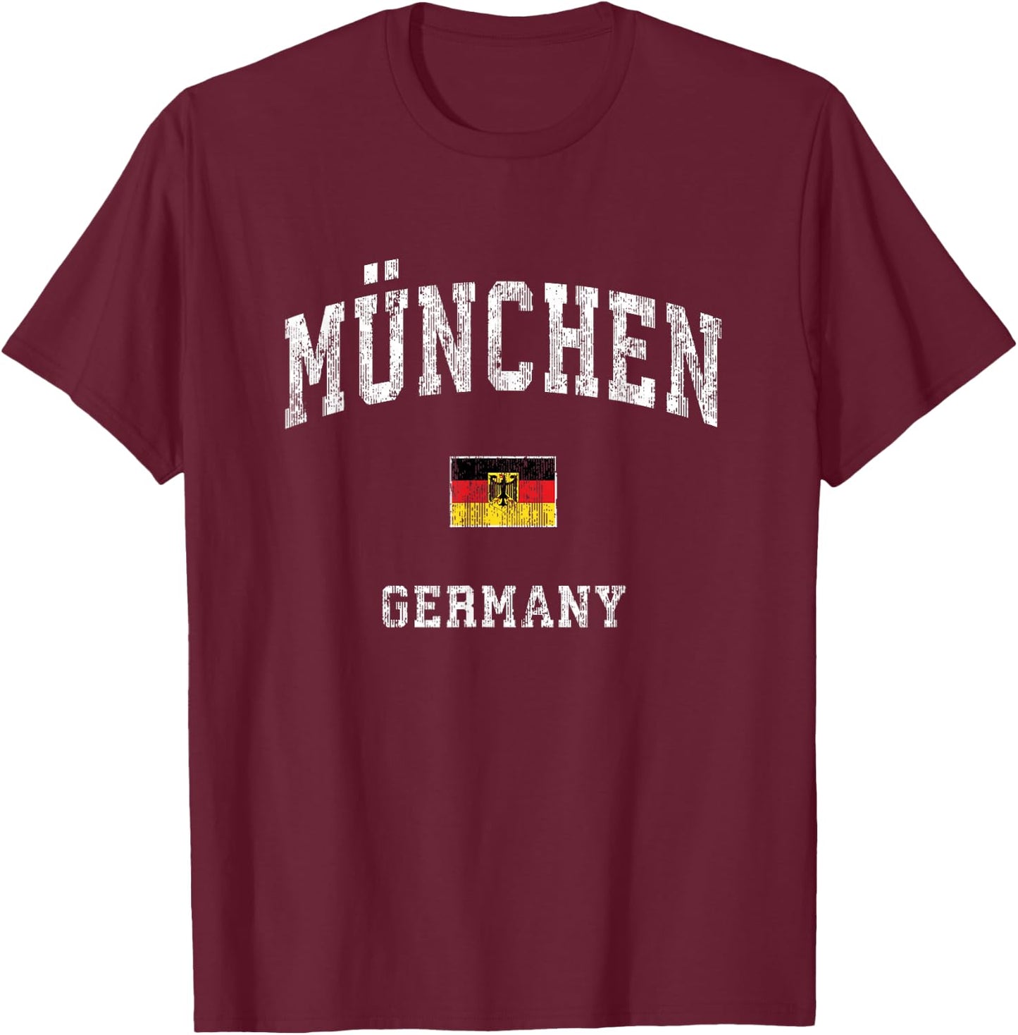 Munich Munchen Germany Vintage Athletic Sports Design T-Shirt - T-Shirt | Maroon