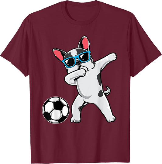 Dabbing French Bulldog Cute Frenchie Dab Soccer Boys Gift T-Shirt - T-Shirt | Maroon