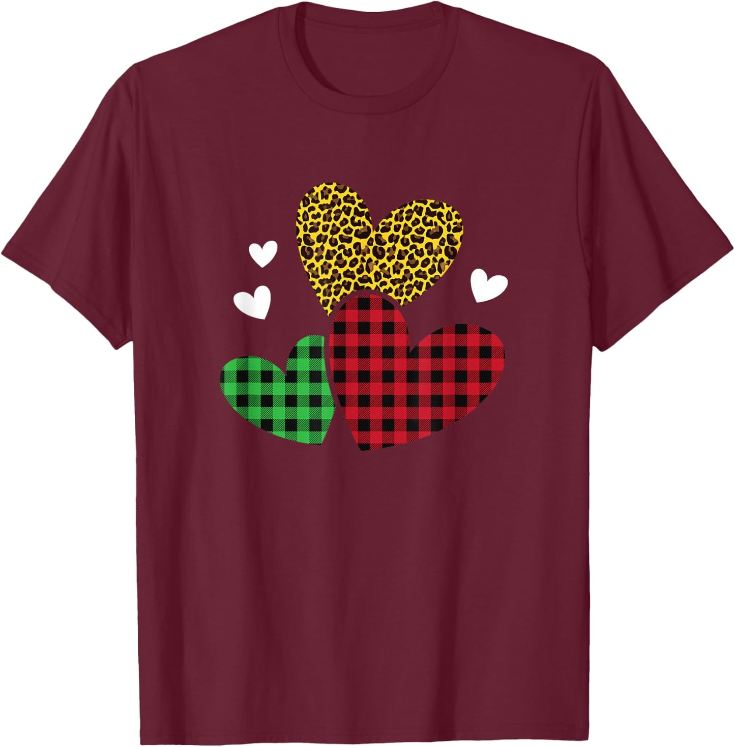 Pattern leopard hearts women's Valentine's Day gift T-Shirt - T-Shirt | Maroon