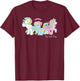 My Little Pony Classic Vintage Pastel 3 Ponies Rainbow Group T-Shirt - T-Shirt | Maroon