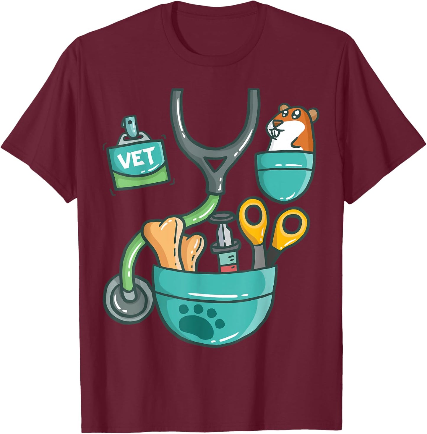 Veterinary Animal Zoo Animals Veterinarian Halloween Costume T-Shirt - T-Shirt | Maroon