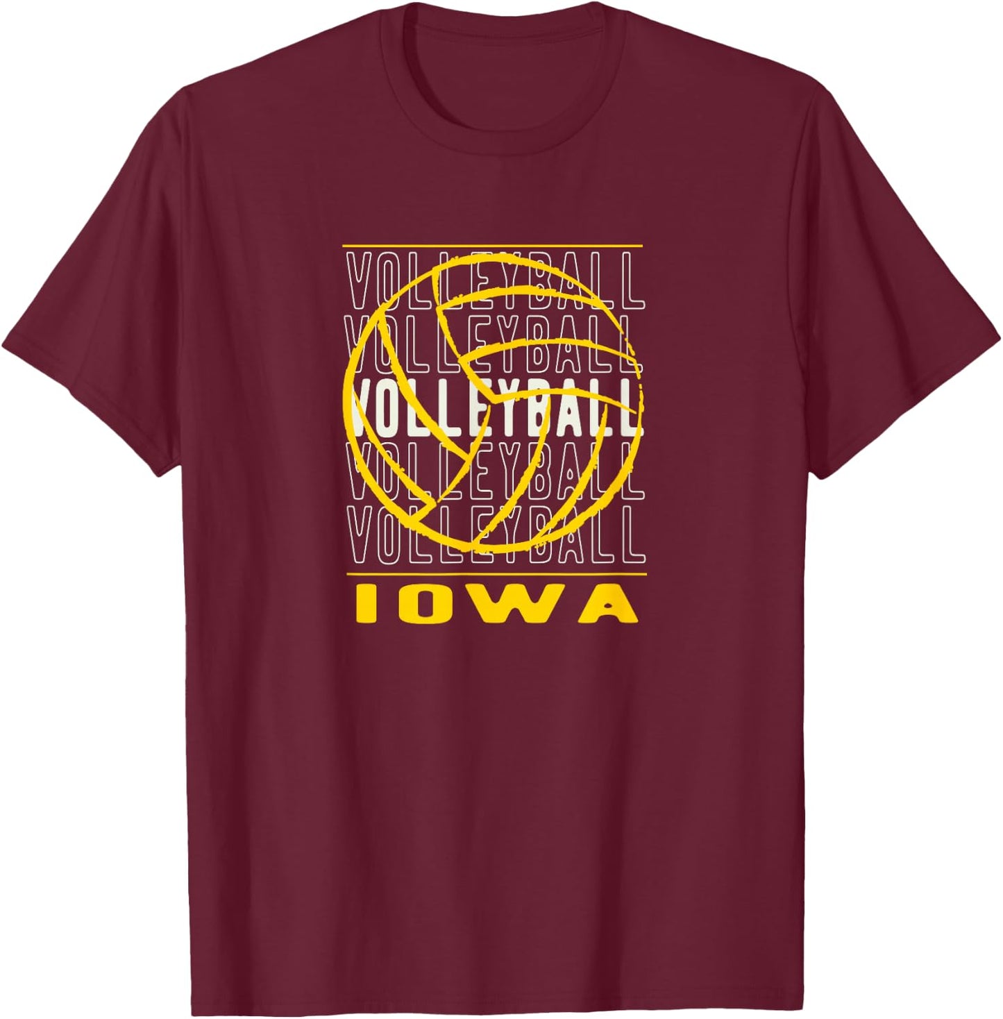Volleyball Iowa Merch Black Volleyball Iowa Graphic T-Shirt - T-Shirt | Maroon