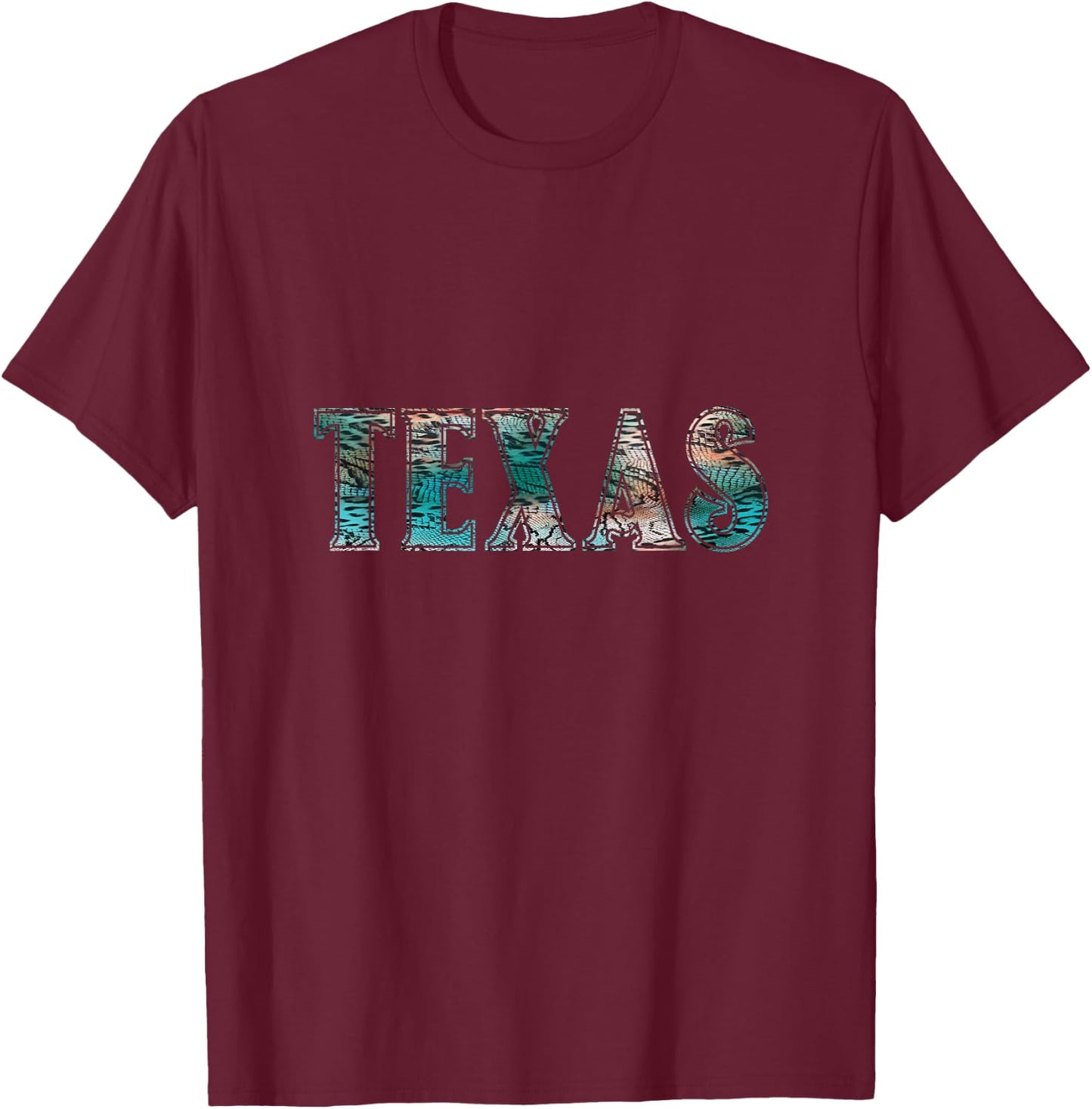 Teal leopard Texas animal print T-Shirt - T-Shirt | Maroon