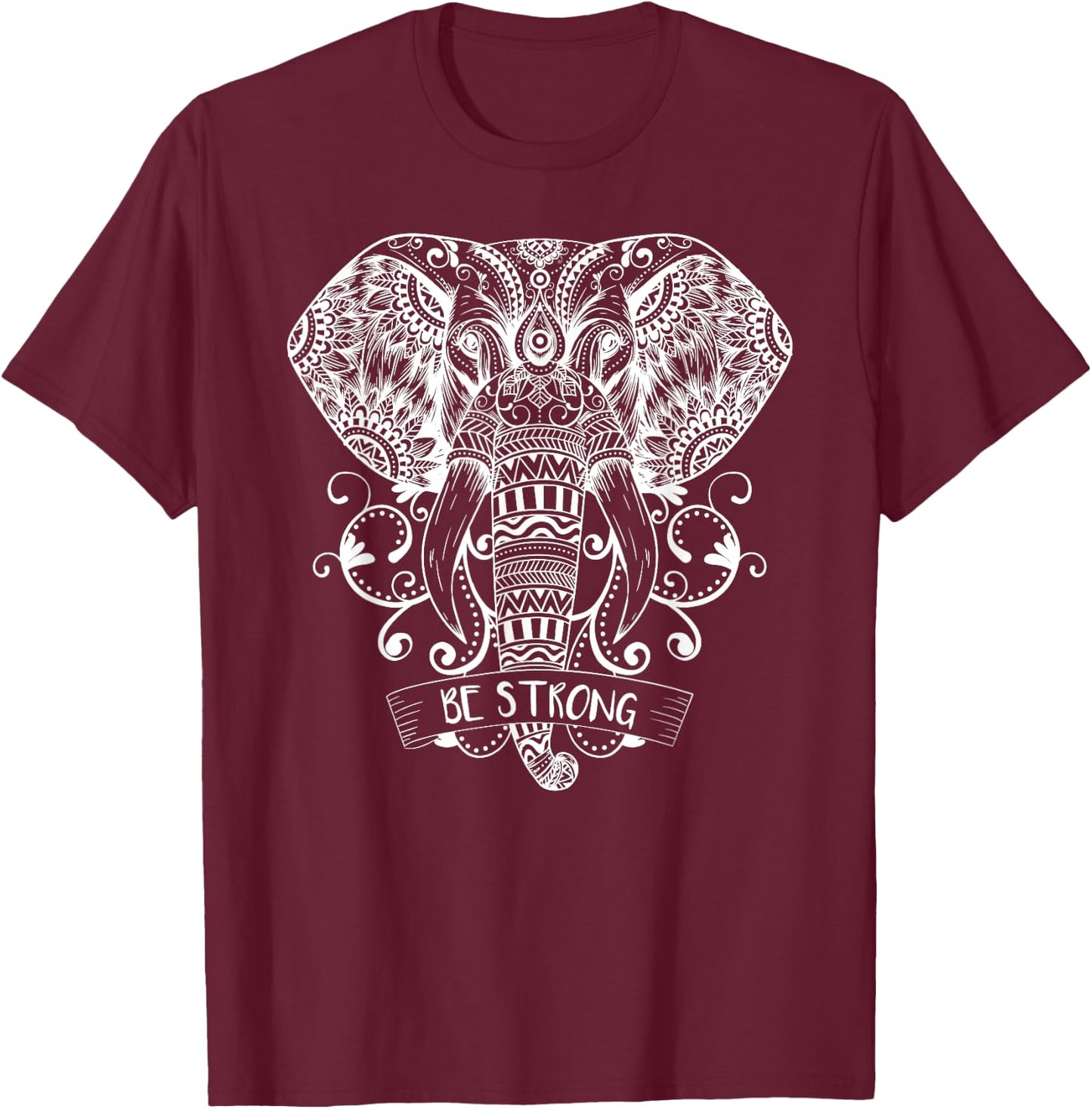 Elephant face his greatest energy mandala T-Shirt - T-Shirt | Maroon