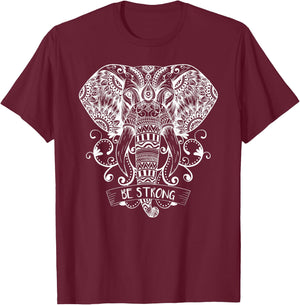 Elephant face his greatest energy mandala T-Shirt - T-Shirt | Maroon