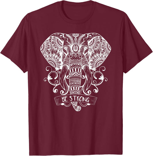 Elephant face his greatest energy mandala T-Shirt - T-Shirt | Maroon