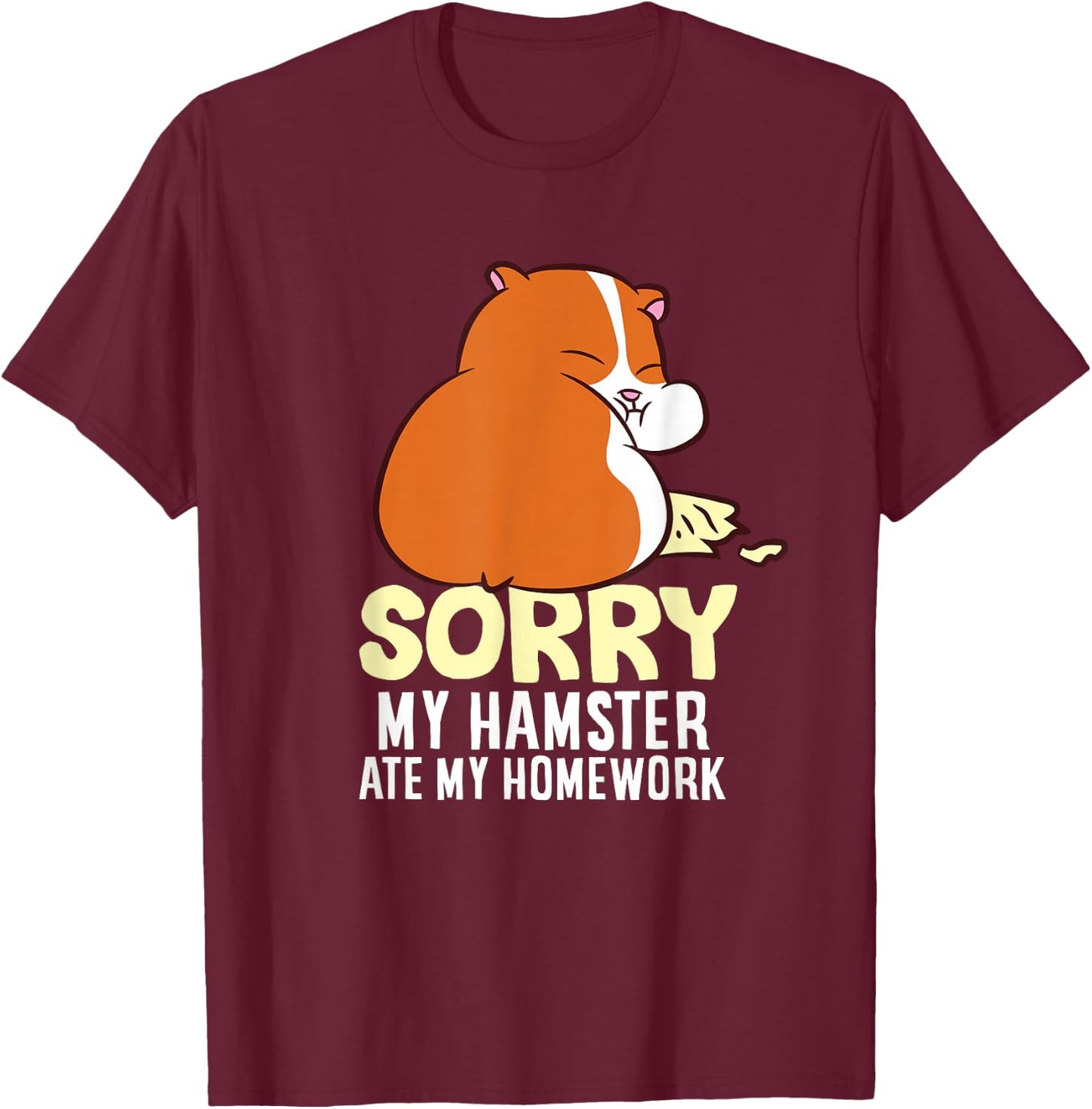 Cute Hamster Kids School My Hamster Ate My Homework T-Shirt - T-Shirt | Maroon